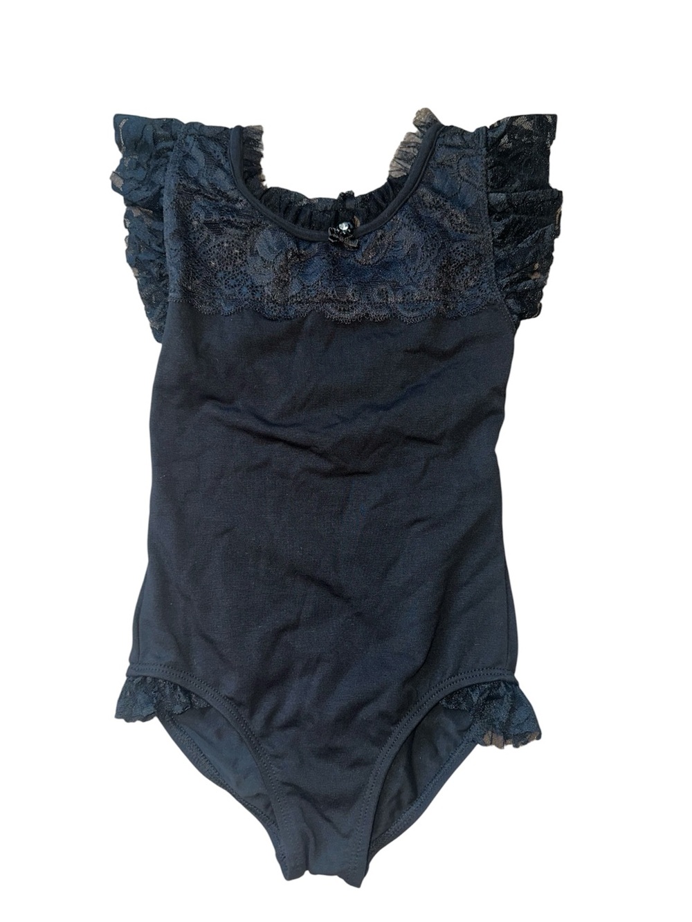 Danz N Motion Danshuz Girls Lace Bow Black Ballet Leotard